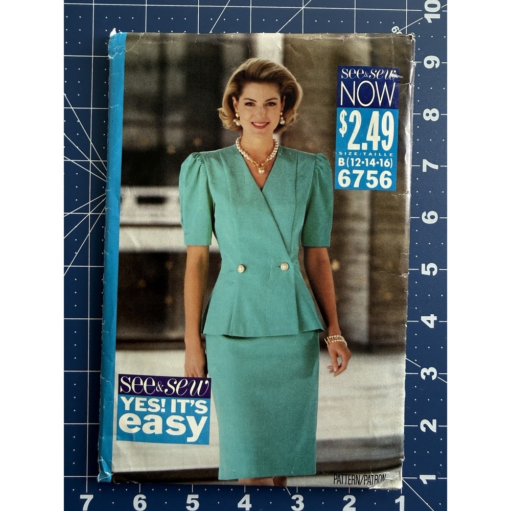 Butterick See & Sew Yes! It's Easy Pattern 6756 Misses' Top & Skirt Sz 12-16 UC